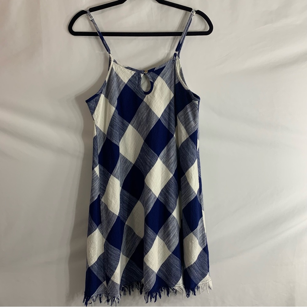 Natural Reflections Blue & White Gingham Spaghetti Strap Picnic Dress, size M - Picture 10 of 11